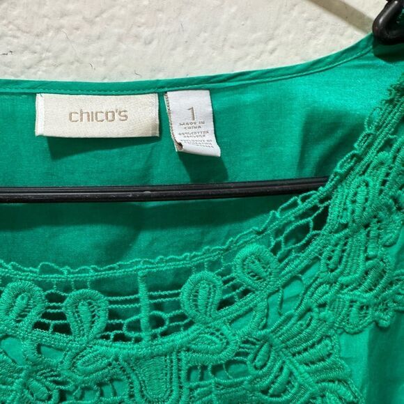 Chico's Embroidered 3/4Sleeves blouse Size 1 or Medium - Picture 3 of 8